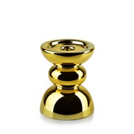Świecznik Rita złoty 15 cm Wykonany ze szkła, połyskująca powierzchnia, na świecę stołową oraz walec lub kulę