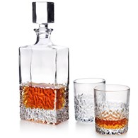 Zestaw do whisky Eva Frozen 6 szklanek Elegancki zestaw do drinków wykonany z grubego szkła składający się z karafki i 6 szklanek