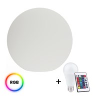 Kula Ogrodowa GLOBO Biała 40 cm + Żarówka RGB A60 10W + Pilot