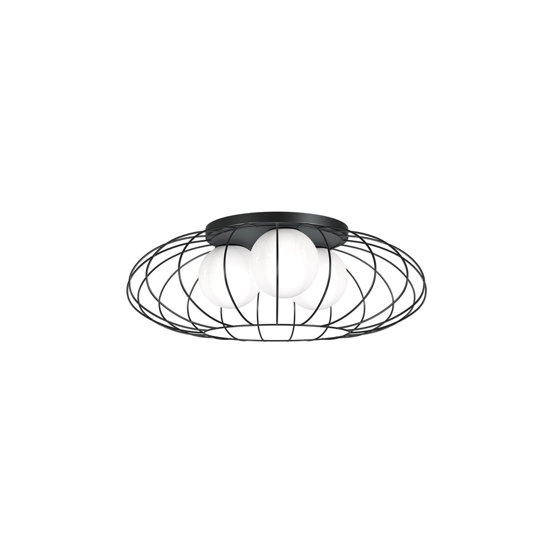 Lampa Sufitowa KRONOS Czarny Biały Szklane Klosze 3xE14 80cm