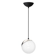 Lampa Wisząca SFERA Czarny Srebrny Szklany Klosz E14 14cm