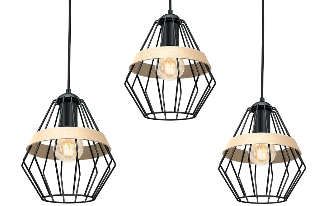 Lampa wisząca CLIFF BLACK 3xE27