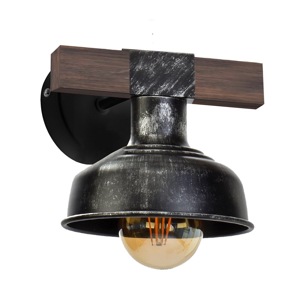 Kinkiet FARO BLACK/WOOD 1xE27 60W