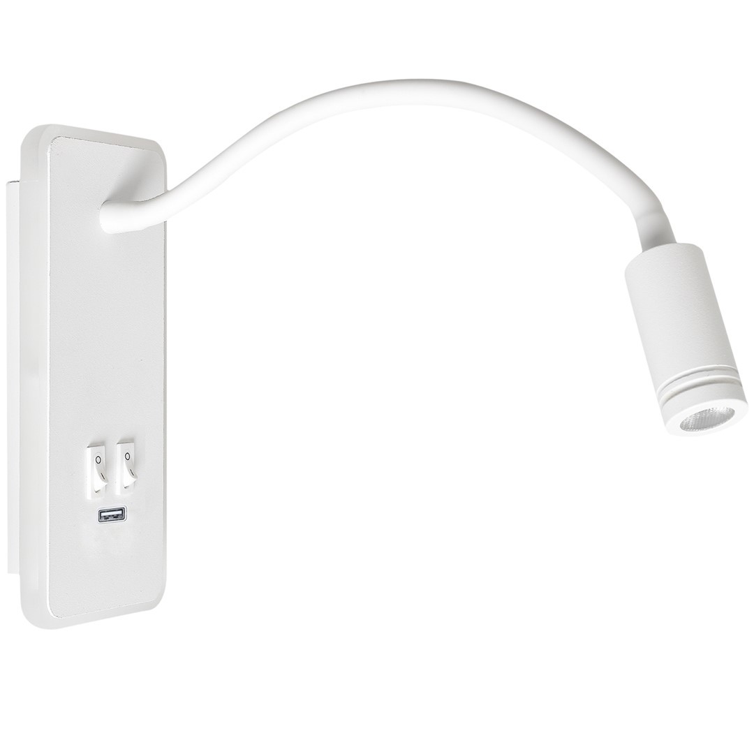 Kinkiet Regulowany BASE Biały Ładowarka USB 8W+2W P