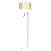 Lampa Podłogowa MARSHALL Regulowana Biały Ratan Abażur 1xE27 1xminiGU10 150cm