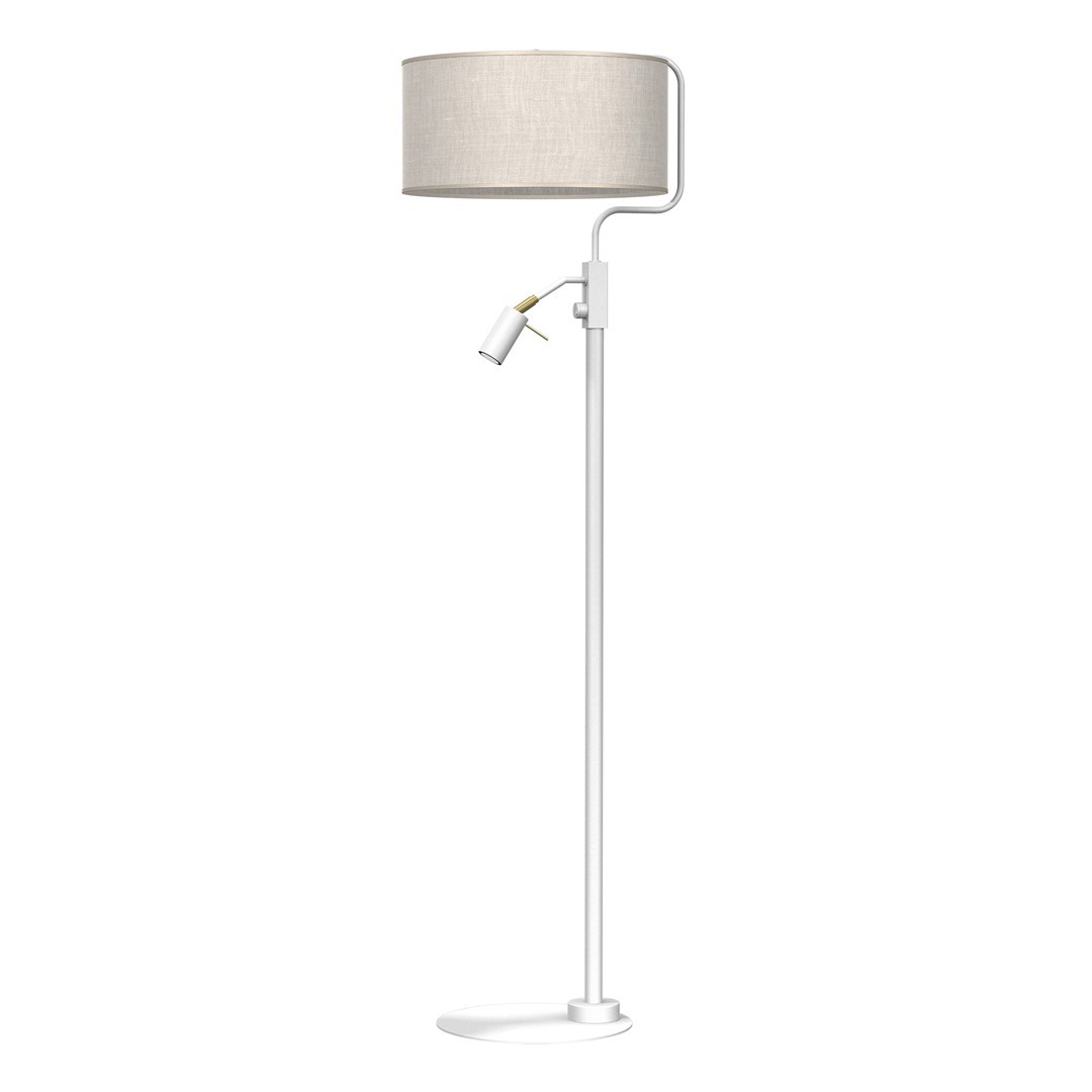 Lampa Podłogowa LINO Regulowana Biały Szary Abażur 1xE27 1xminiGU10 150cm