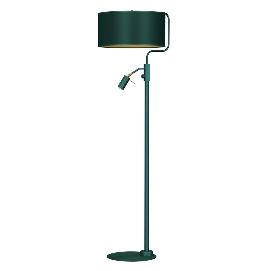 Lampa Podłogowa VERDE Regulowana Zielony Złoty Abażur 1xE27 1xminiGU10 150cm