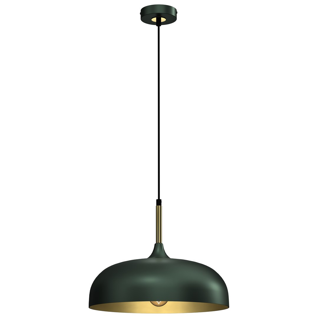Lampa Wisząca LINCOLN Zielony Złoty Metalowy Klosz 1xE27 35cm