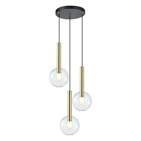 Lampa Wisząca NIKO Złoty Transparentny Szklane Klosze 3xG9