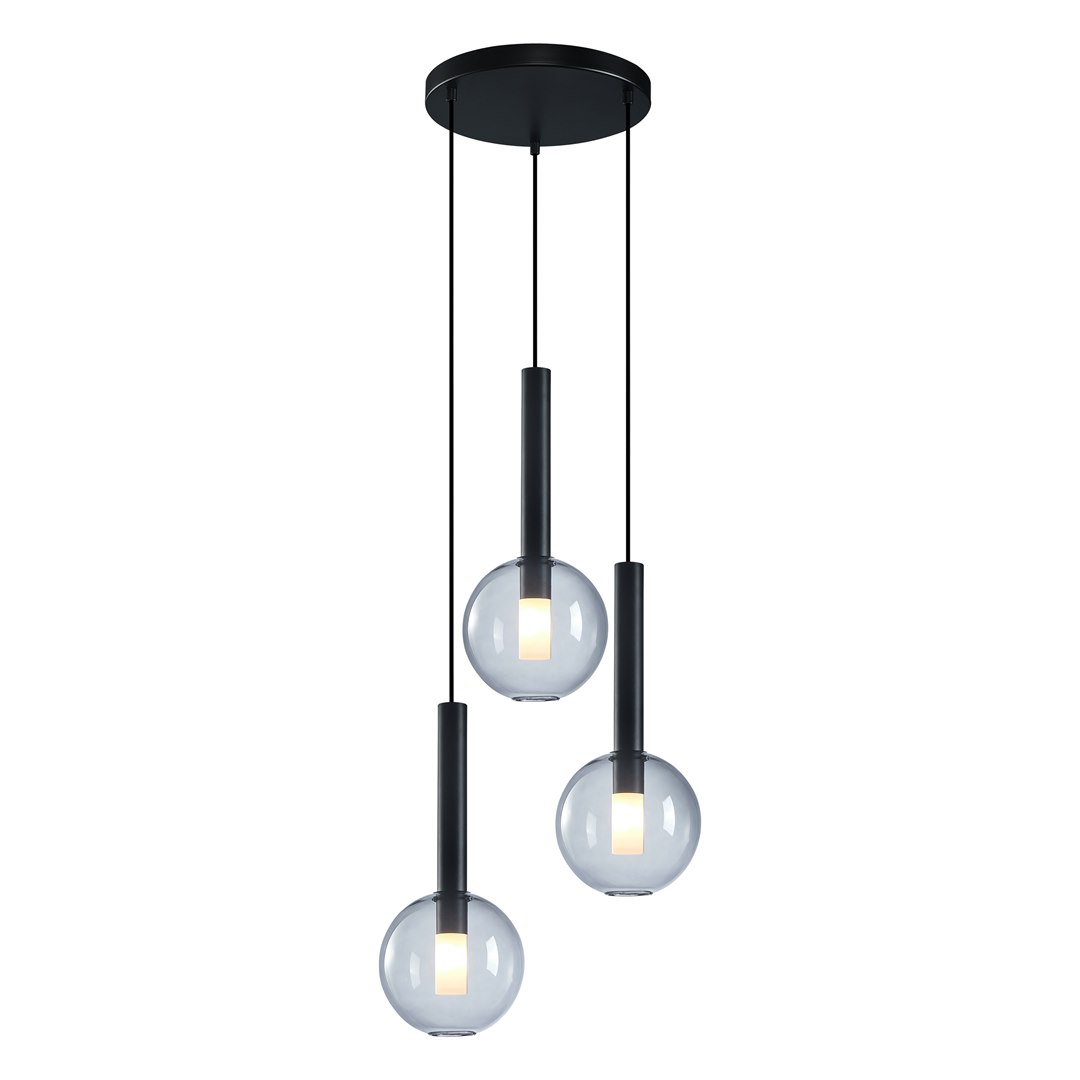 Lampa Wisząca NIKO Czarny Transparentny Szklane Klosze 3xG9