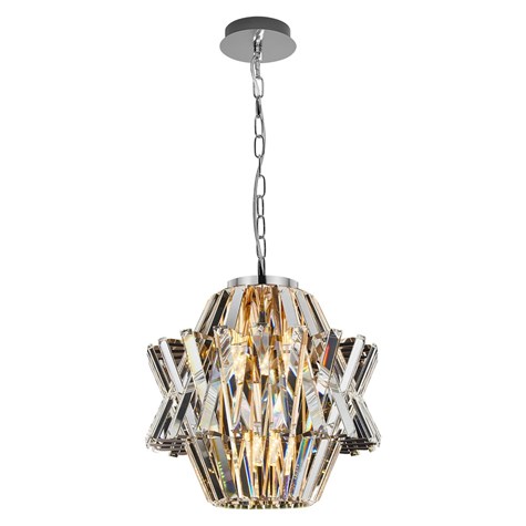 Żyrandol CROWN Srebrny Szklane Kryształy 4xE14 34cm