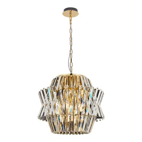 Żyrandol CROWN Złoty Szklane Kryształy 12xE14 54cm