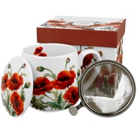 Porcelanowy kubek z zaparzaczem Classic Poppies 430 ml