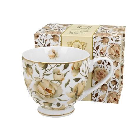 Porcelanowy kubek na stopce English Roses White 530 ml