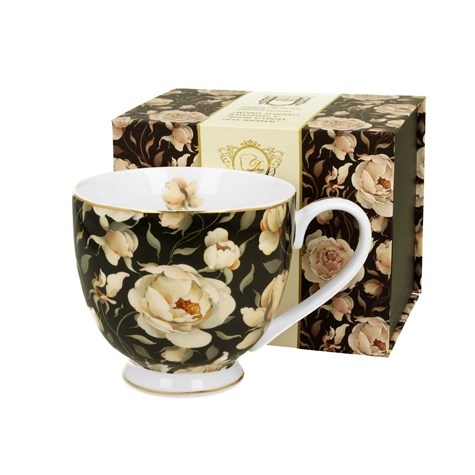 Porcelanowy kubek na stopce English Roses Black 530 ml