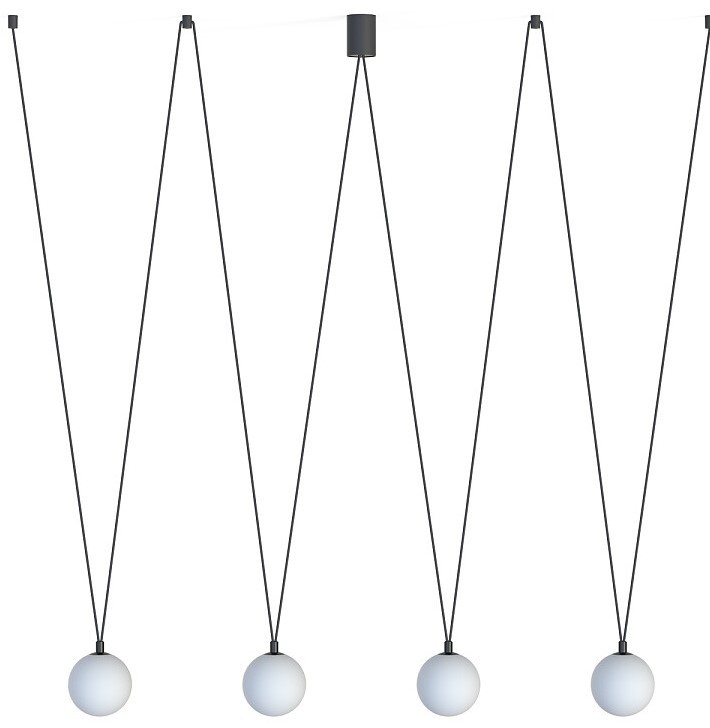 Lampa Wisząca SLING Czarny Biały Szklane Klosze 4xG9