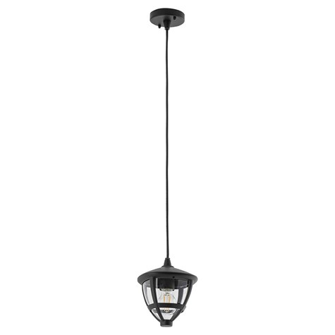 Zewnętrzna Lampa Wisząca AMELIA Czarny Szklany Klosz 1xE27 17,5cm IP44