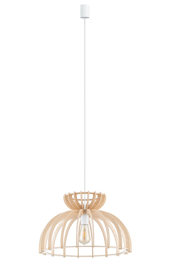 Lampa Wisząca KYMI Brązowy Drewniany Klosz 1xE27 48cm