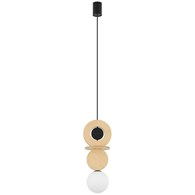 Lampa Wisząca DROPS WOOD A Brązowy Biały Szklany Klosz 1xG9