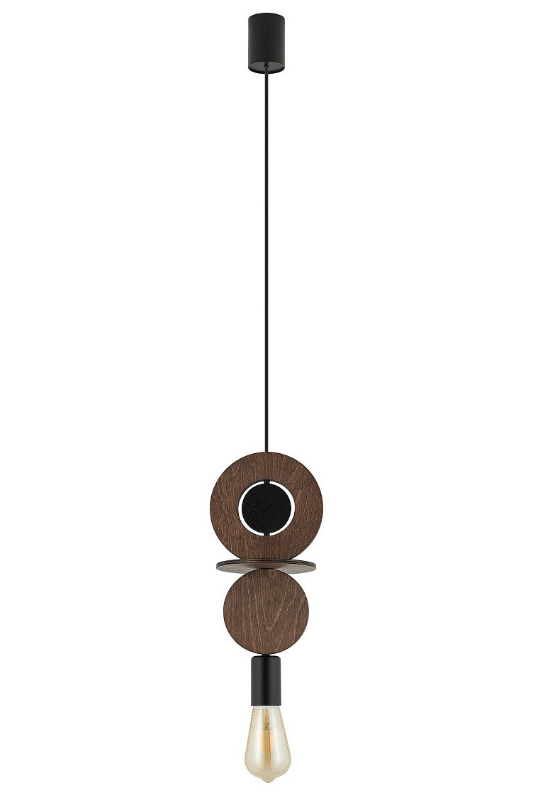 Lampa Wisząca DROPS WOOD C Czarny Brązowy 1xE27