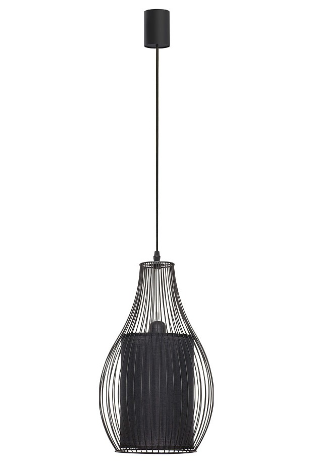 Lampa Wisząca CAMILLA Czarny Metalowy Klosz Abażur 1xE27 28cm