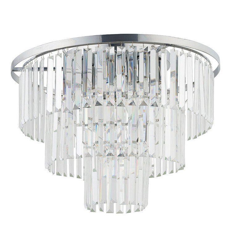 Lampa Sufitowa CRISTAL Srebrny Szklane Kryształy 9xE14 56cm