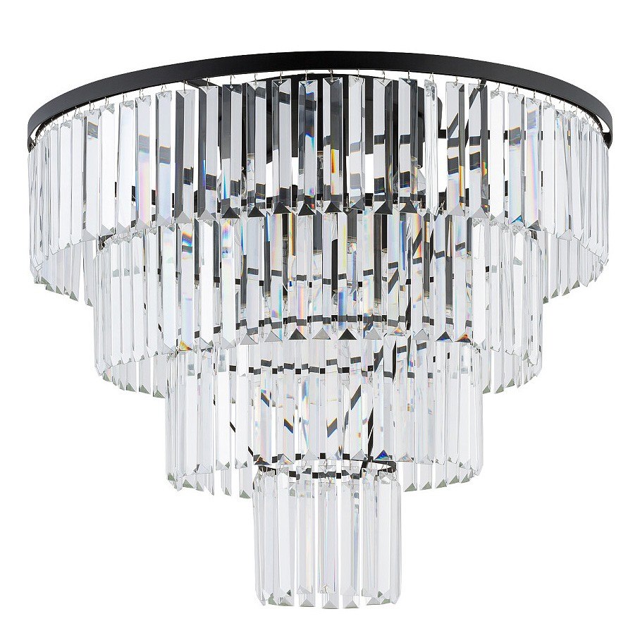 Lampa Sufitowa CRISTAL Czarny Szklane Kryształy 12xE14 71cm