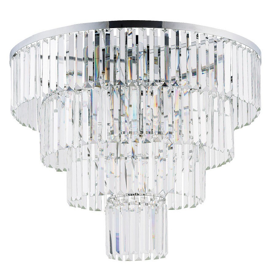 Lampa Sufitowa CRISTAL Srebrny Szklane Kryształy 12xE14 71cm