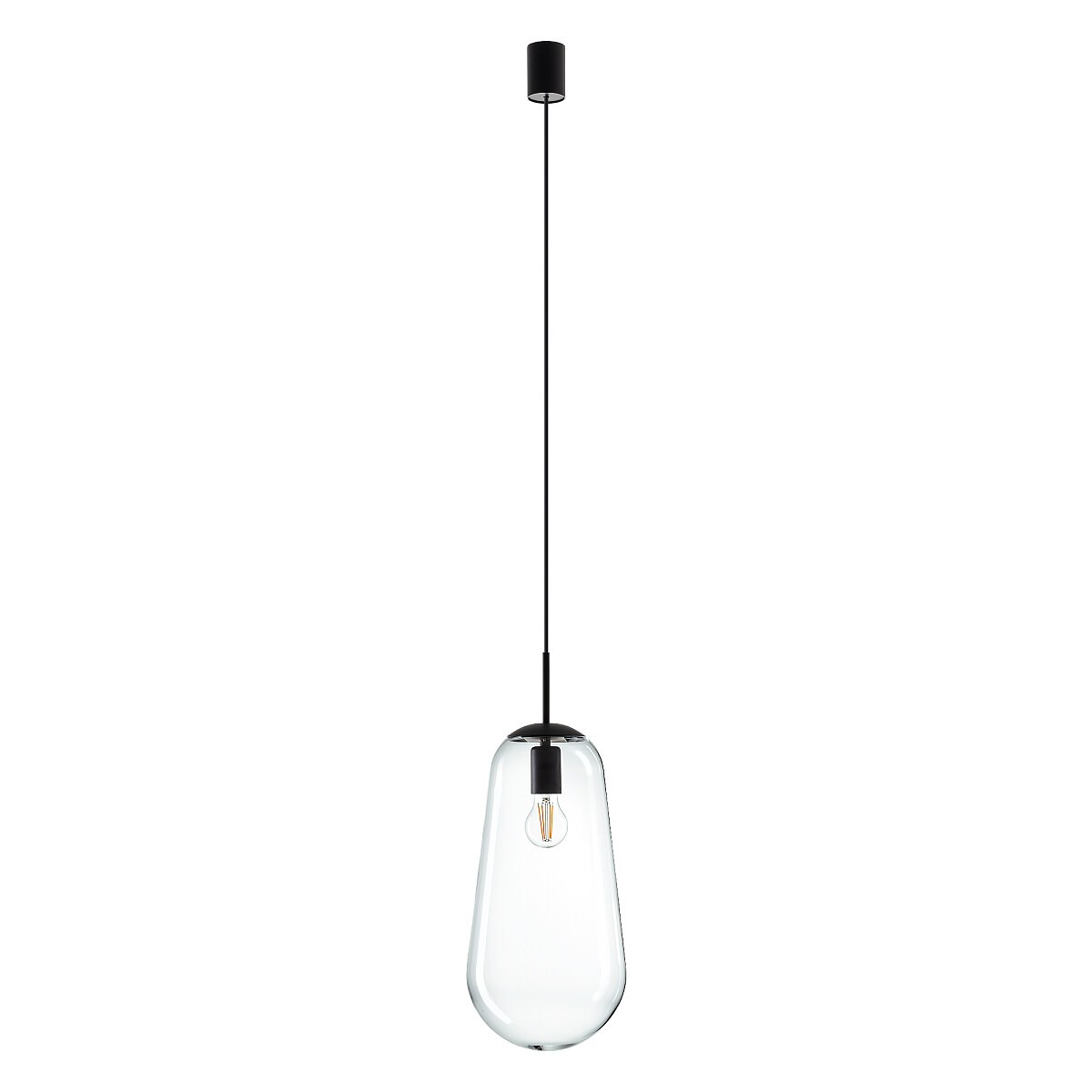 Lampa Wisząca PEAR L Czarny Szklany Klosz 1xE27 22cm