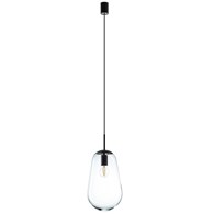 Lampa Wisząca PEAR M Czarny Szklany Klosz 1xE27 22cm