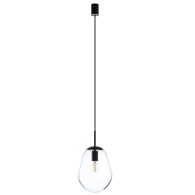 Lampa Wisząca PEAR S Czarny Szklany Klosz 1xE27 22cm