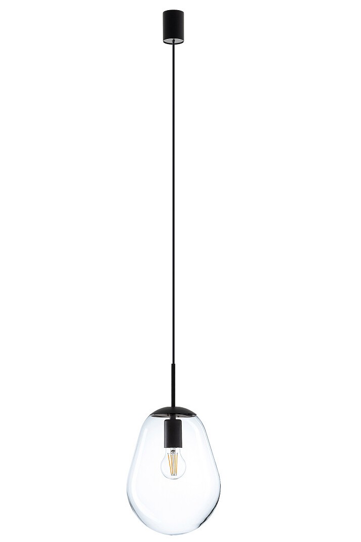 Lampa Wisząca PEAR S Czarny Szklany Klosz 1xE27 22cm