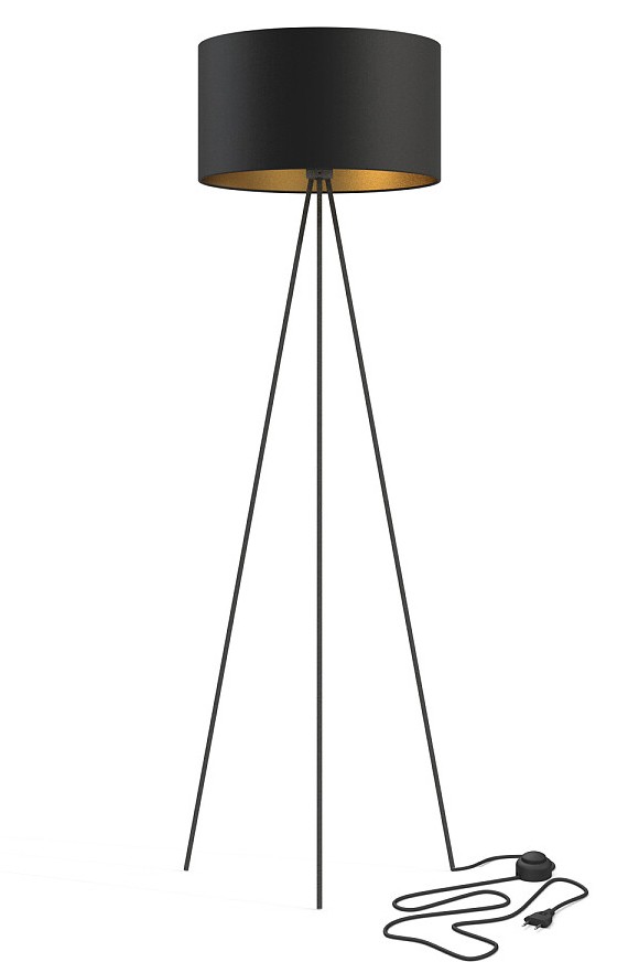 Lampa Podłogowa CADILAC Czarny Złoty Abażur 1xE27 156cm