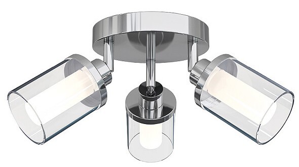 Lampa Sufitowa VISTA Srebrny Szklany Klosz 3xG9