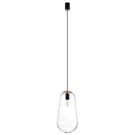 Lampa Wisząca PEAR L Czarny Z��oty Szklany Klosz 1xE27 22cm