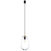 Lampa Wisząca PEAR M Czarny Złoty Szklany Klosz 1xE27 22cm