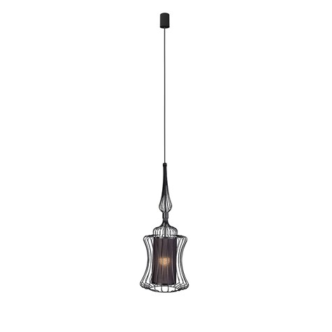 Lampa Wisząca ABI Czarny Metalowy Klosz Abażur 1xE27 26cm