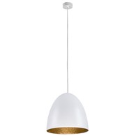 Lampa Wisząca EGG Biały Złoty Metalowy Klosz 1xE27 38cm