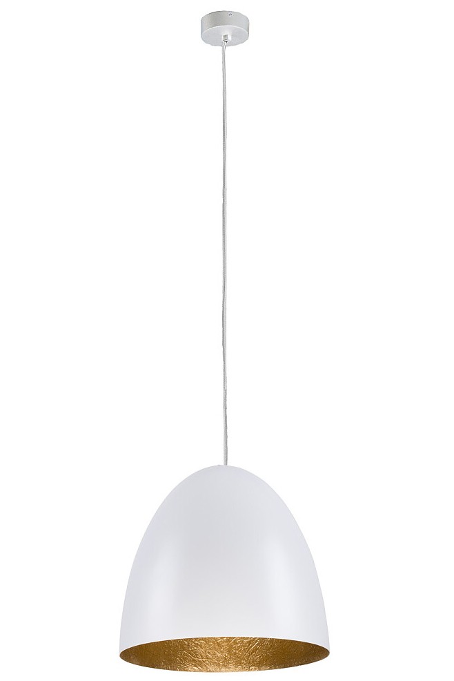 Lampa Wisząca EGG Biały Złoty Metalowy Klosz 1xE27 38cm