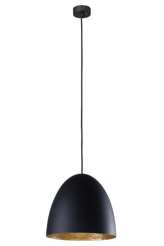 Lampa Wisząca EGG Czarny Złoty Metalowy Klosz 1xE27 38cm