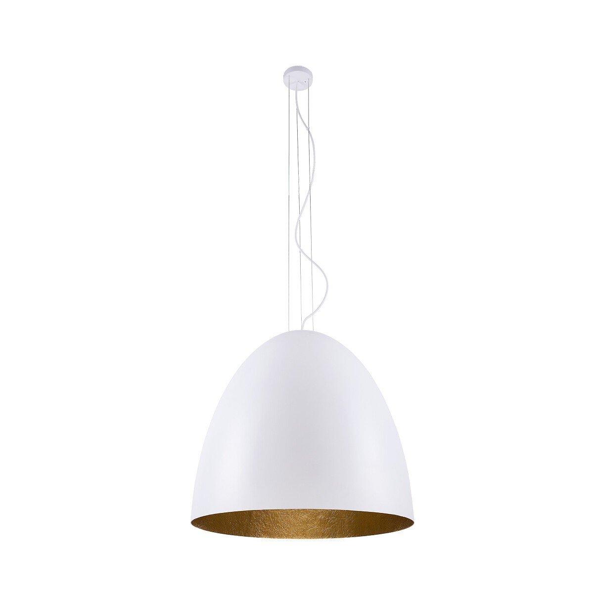 Lampa Wisząca EGG Biały Złoty Metalowy Klosz 1xE27 55cm