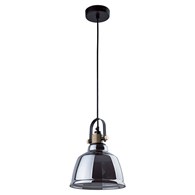 Lampa Wisząca AMALFI Czarny Dymiony Klosz 1xE27 20cm