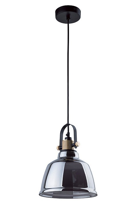 Lampa Wisząca AMALFI Czarny Dymiony Klosz 1xE27 20cm