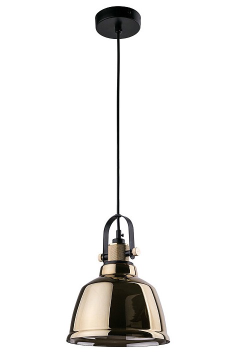 Lampa Wisząca AMALFI Czarny Złoty Klosz 1xE27 20cm