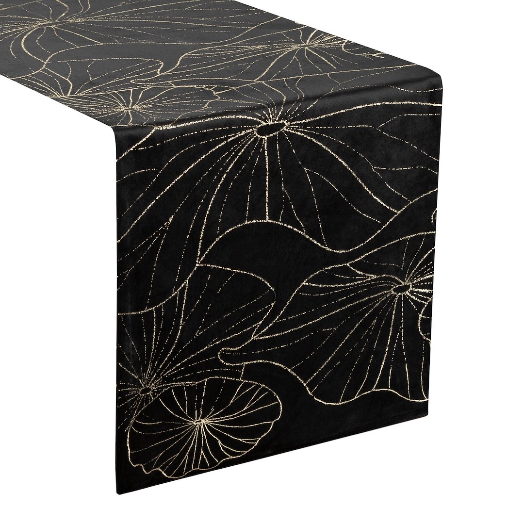 Bieżnik velvetowy BLINK 18 35x140 cm czarny