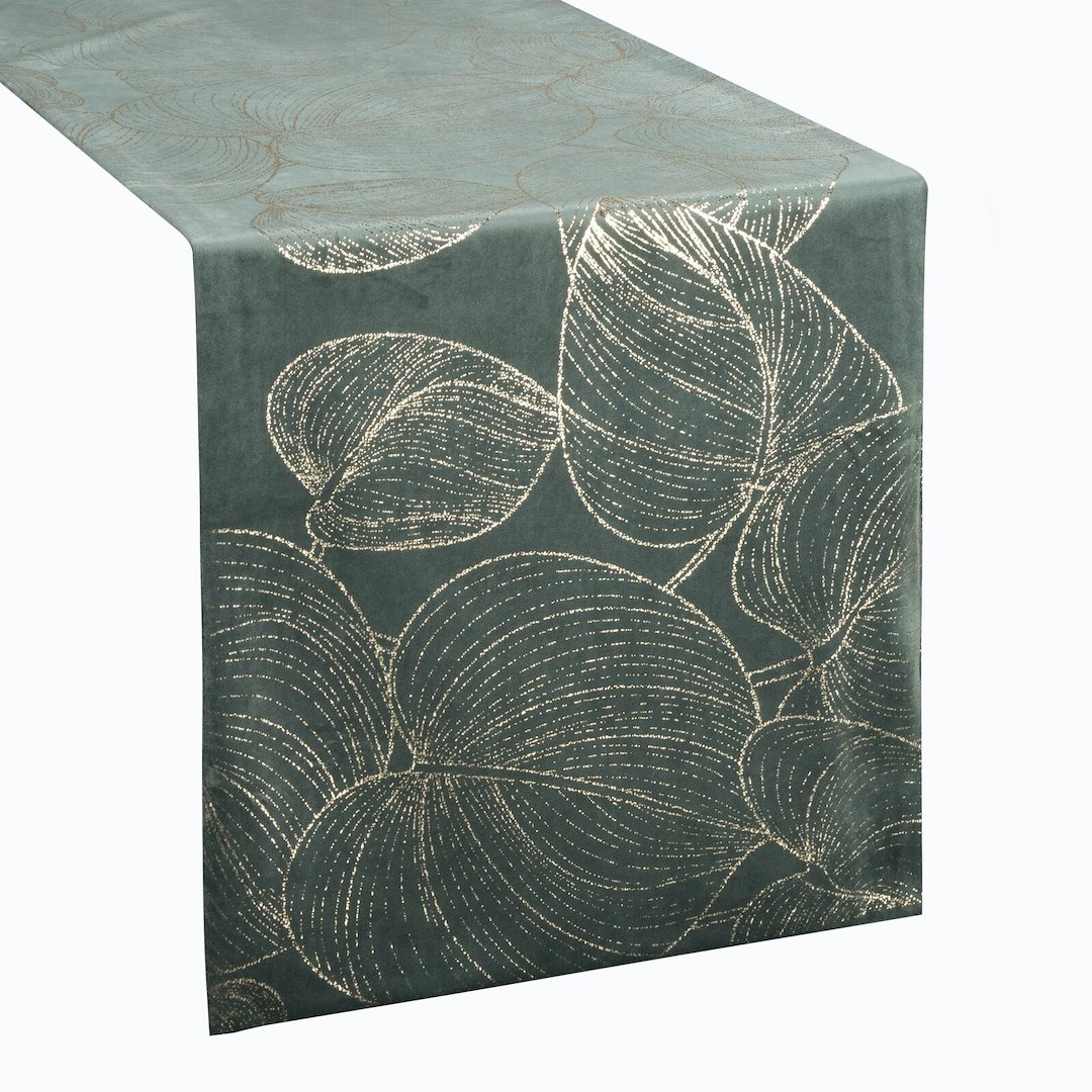 Bieżnik velvetowy BLINK 16 35x220 cm ciemnomiętowy