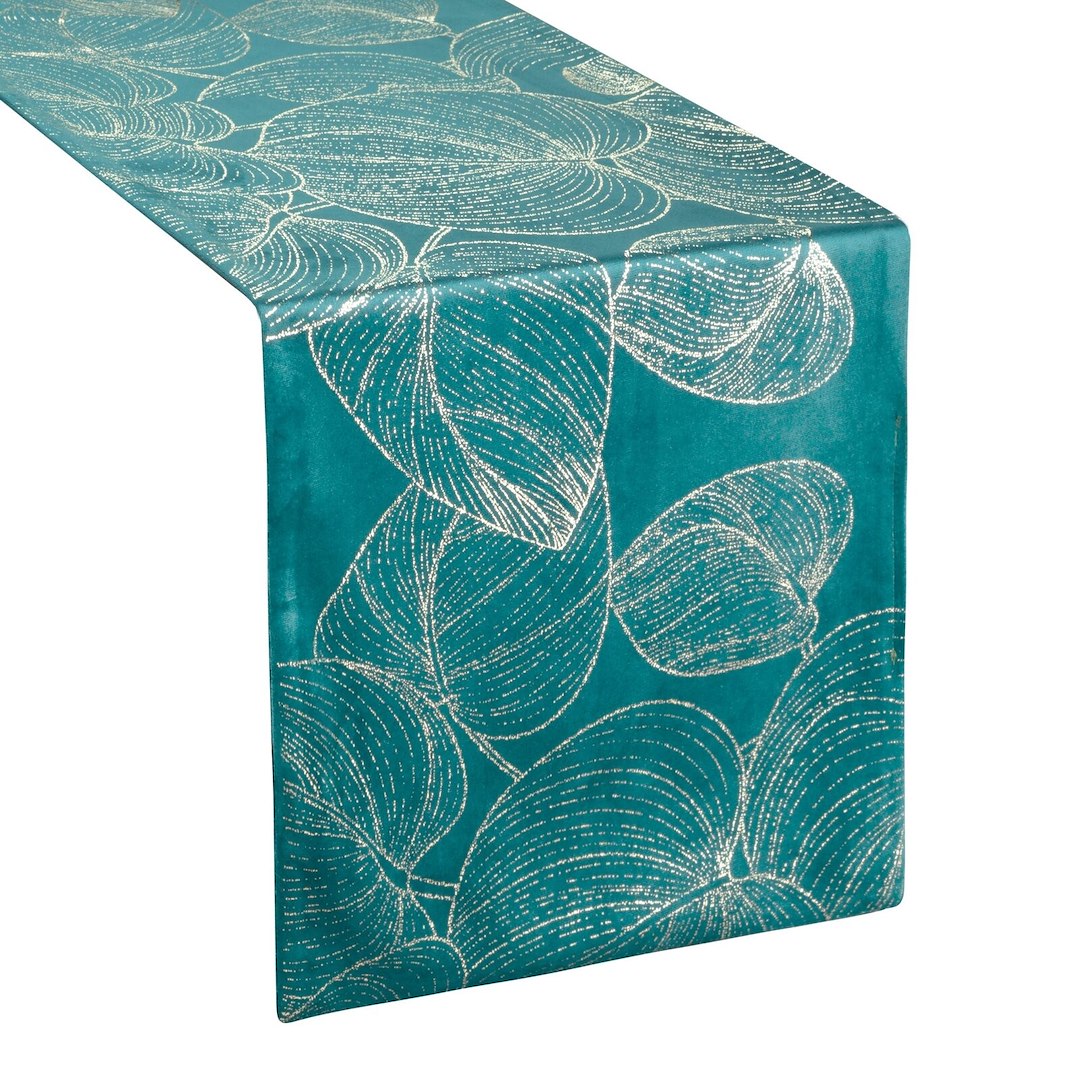 Bieżnik velvetowy BLINK 16 35x220 cm ciemnoturkusowy