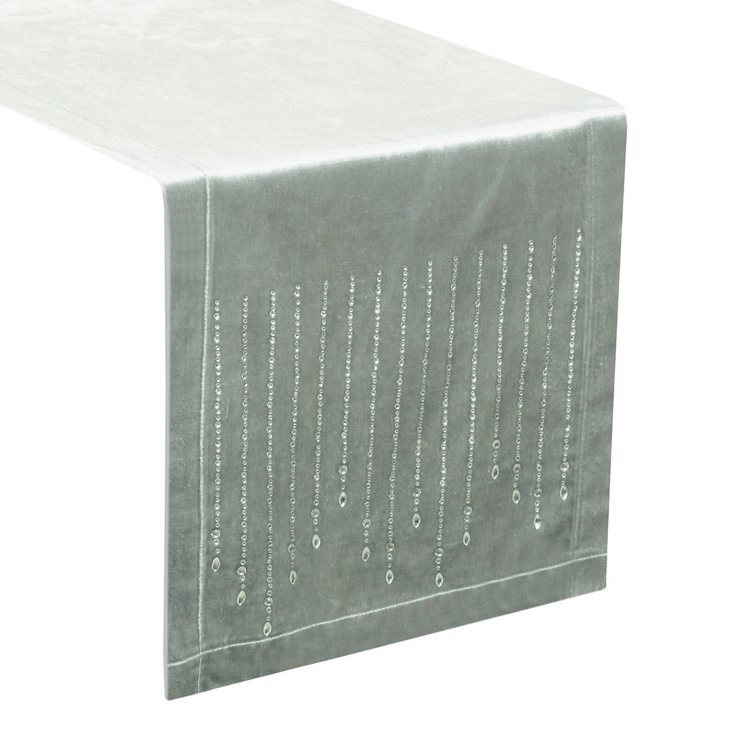 Bieżnik ROYAL 3 35x220 cm srebrny kryształki