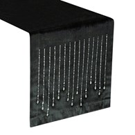 Bieżnik ROYAL 3 35x220 cm czarny kryształki