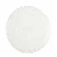 Podkładka BOHO/1 biała średnica 38 cm  Podkładka na stół dekoracyjna BOHO z frędzlami w kolorze białym, rozmiar: 38 x 38 cm
